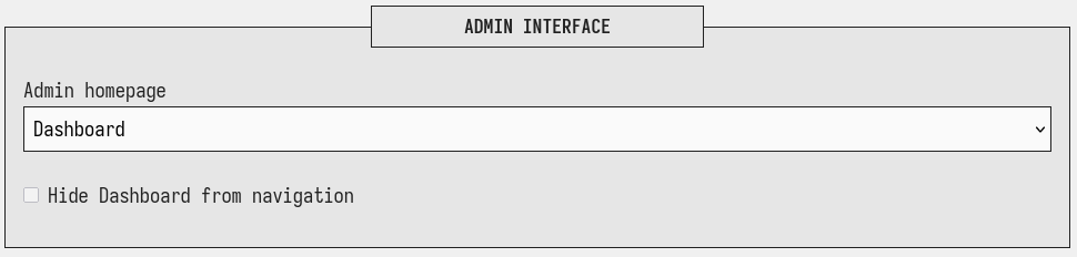 admin home setting
